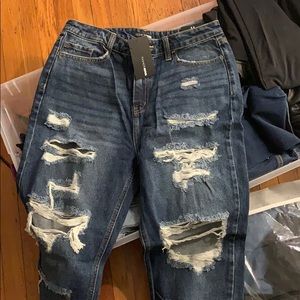 Fashion Nova Distressed non stretch denim jeans